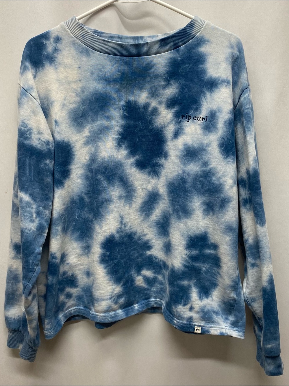 Rip Curl womens crewneck sweatshirt blue tie dye size medium surf beachy boho